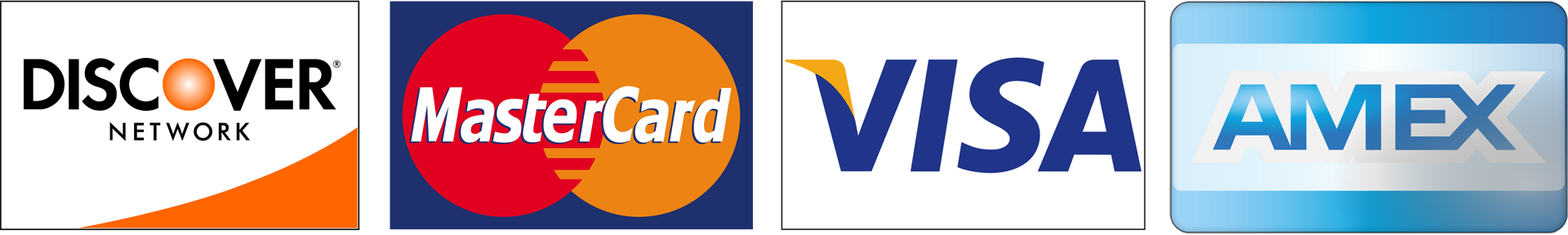 Discover, Mastercard, Visa and Amex Card Logo